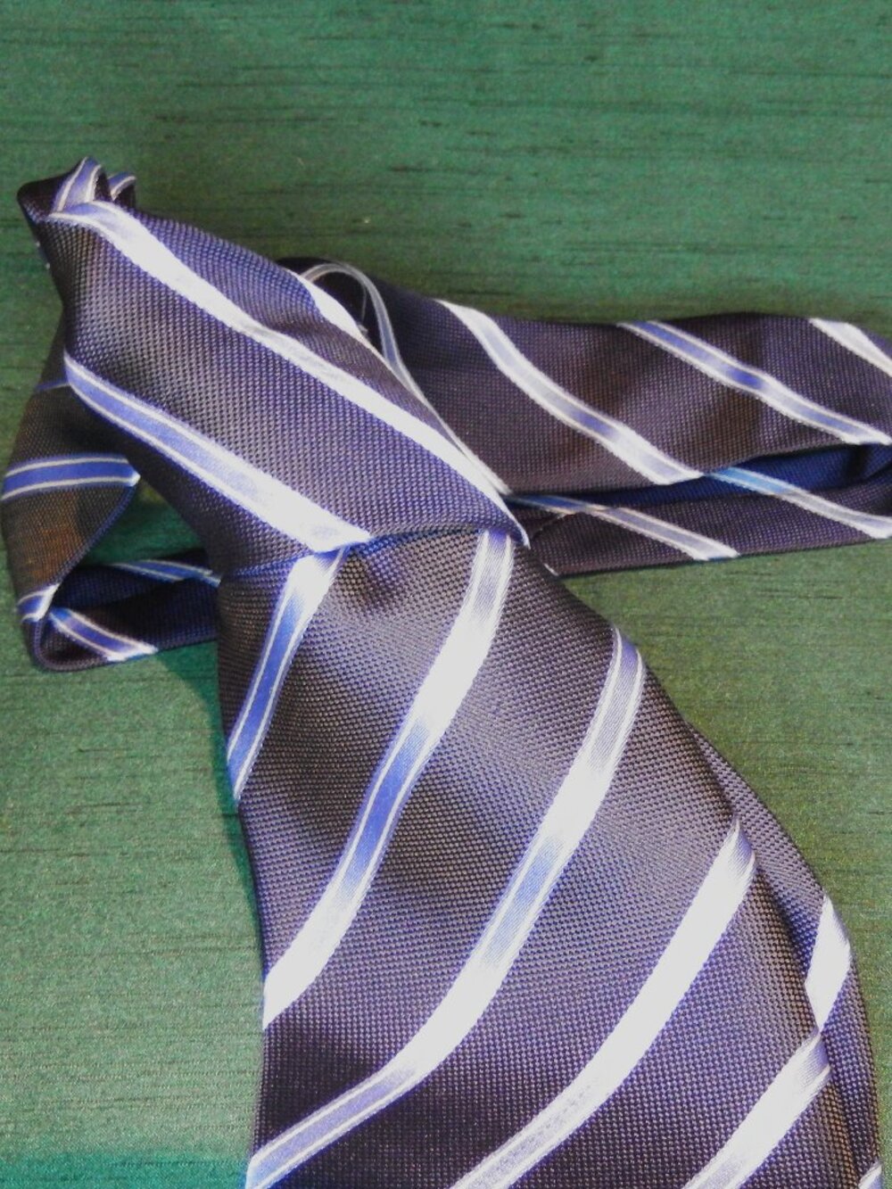 Ermenegildo Zegna Silk Navy with Blue Stripe Neck Tie